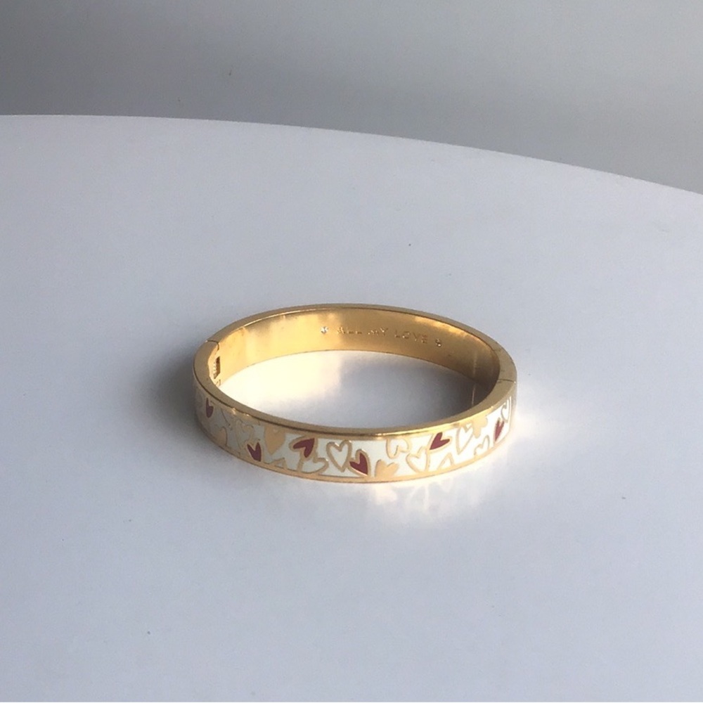 Kate Spade All My Love hearts gold plated Bangle Bracelet Rare - Picture 16 of 16